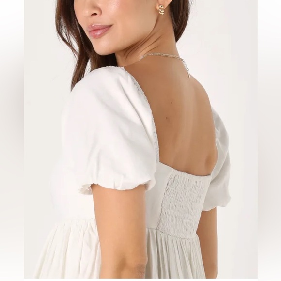 Lulus Uniquely Sweet Off White Puff Sleeve Babydoll Dress | Size S | NWT - Picture 10 of 14